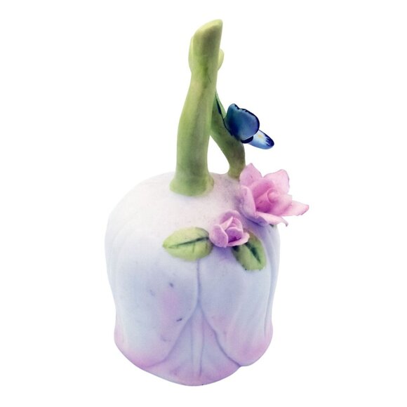 Porcelain Bell Lefton China Pink Rose Hand Painted Butterfly Vintage 1983 03569 - Picture 6 of 15